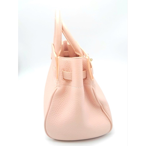 33 - A Mulberry Small Belted Bayswater Handbag in Icy Pink Heavy Grain with Pastel Tartan Fabric Interior... 