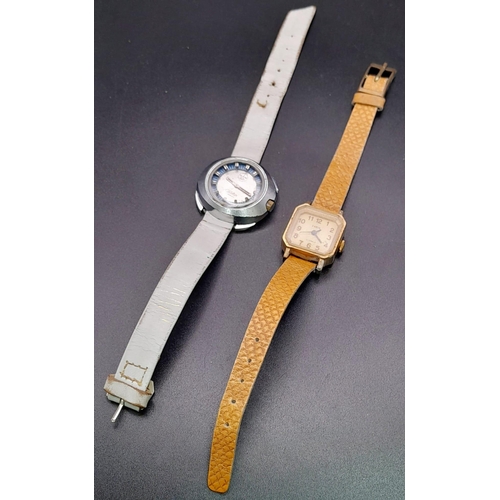 465 - 2 Ladies Watches, A 1980 Slava 17 kamhen 34mm and Zaria 17 Jewel 24mm. Please See Photos for conditi... 