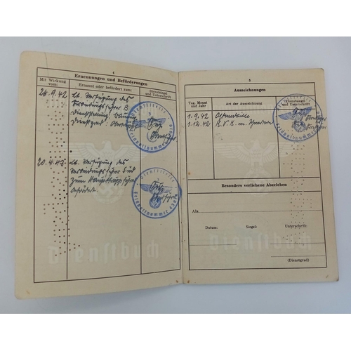 49 - RARE 3 rd Reich Organisation Todt Dienst Buch (Service Book) with lots of stamped entries in his med... 