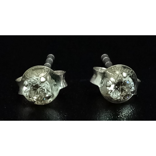 1753 - Two Pairs of Earrings - 925 Silver White Stone Stud and 9K Gold Ball Stud.