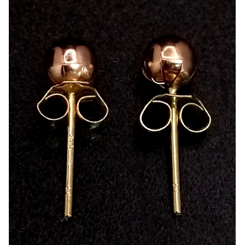 1753 - Two Pairs of Earrings - 925 Silver White Stone Stud and 9K Gold Ball Stud.