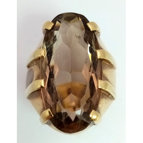 270 - A 14k Gold Smoky Quartz ring. Total weight 12 grams. Size K. 13702