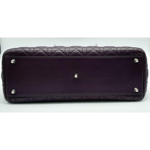 66 - A DIOR LADY DIOR PURPLE VIOLET LAMBSKIN WITH SILVER HARDWARE BAG. A SECURE ZIPPED TOP WITH CD EMBOSS... 