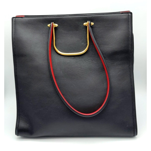 90 - An Alexander McQueen 'The Tall Story' Tote Bag. Black and Red Calf Leather with Gold Tone Hardware, ... 