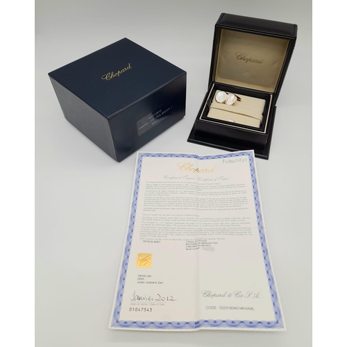 317 - A Pair of Chopard 18k Gold and Mother of Pearl Cufflinks. Comes with a certificate of origin and ori... 