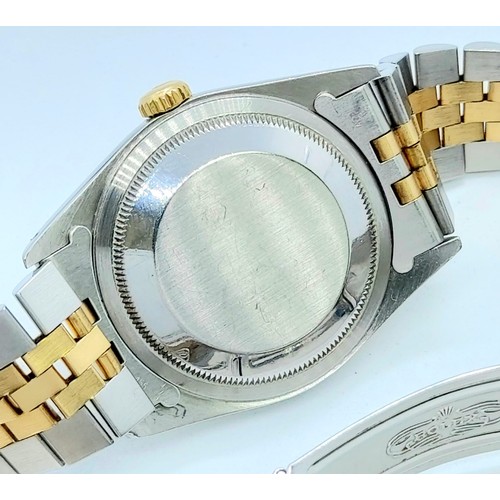 100 - A Bi-Metal Rolex Oyster Perpetual Datejust Gents Diamond Watch. Bi-metal strap and case - 36mm. Blac... 