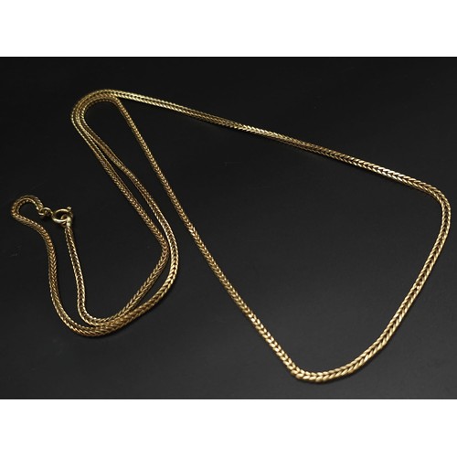 295 - 18k yellow gold Spiga chain, 70cm in length. Total weight 17.9g