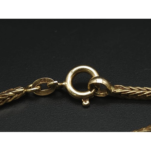 295 - 18k yellow gold Spiga chain, 70cm in length. Total weight 17.9g