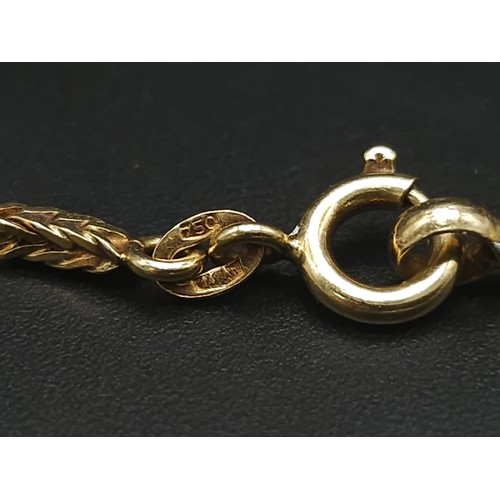 295 - 18k yellow gold Spiga chain, 70cm in length. Total weight 17.9g