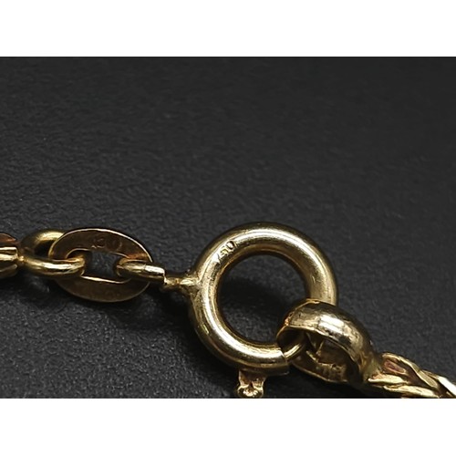 295 - 18k yellow gold Spiga chain, 70cm in length. Total weight 17.9g