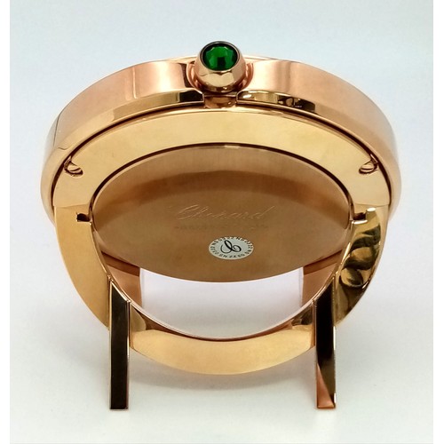 162 - A Chopard Happy Sport Table Clock. Beautifull rose gold plating with a metallic green dial. In excel... 