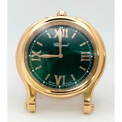 162 - A Chopard Happy Sport Table Clock. Beautifull rose gold plating with a metallic green dial. In excel... 