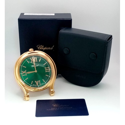 162 - A Chopard Happy Sport Table Clock. Beautifull rose gold plating with a metallic green dial. In excel... 