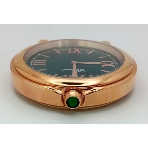 162 - A Chopard Happy Sport Table Clock. Beautifull rose gold plating with a metallic green dial. In excel... 