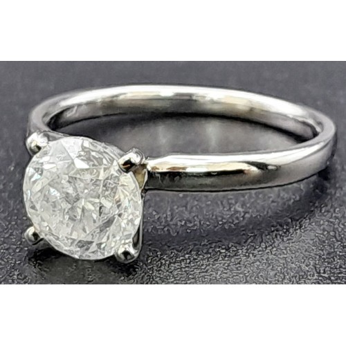 466 - A 14K WHITE GOLD DIAMOND SOLITAIRE SING WITH A 1.2ct DIAMOND .   2.4gms   size J/K