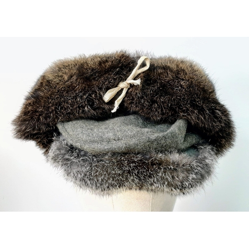 404 - WW2 German Rabbit Fur Winter Hat Nicknamed “The Eastern Front Cold Cap”.