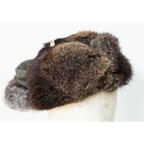 404 - WW2 German Rabbit Fur Winter Hat Nicknamed “The Eastern Front Cold Cap”.