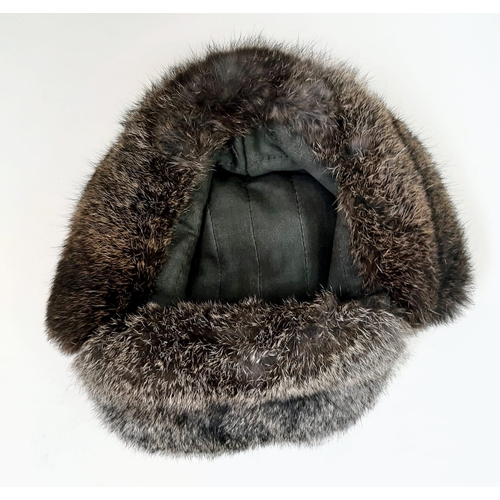 404 - WW2 German Rabbit Fur Winter Hat Nicknamed “The Eastern Front Cold Cap”.