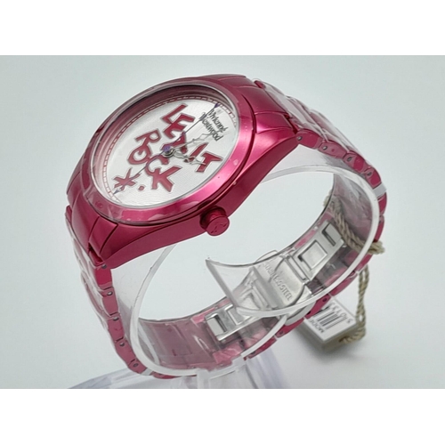 252 - A Vivienne Westwood 'Let it Rock' Shocking Pink Ceramic Ladies Watch. Case - 35mm. Quartz movement, ... 