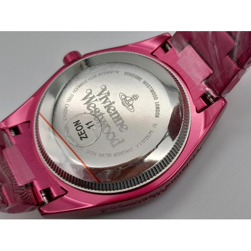 252 - A Vivienne Westwood 'Let it Rock' Shocking Pink Ceramic Ladies Watch. Case - 35mm. Quartz movement, ... 