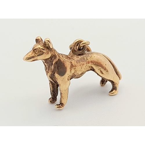 1358 - A VINTAGE 9K YELLOW GOLD DOG CHARM, WEIGHT 2.7G AND 2CM WIDE APPROX