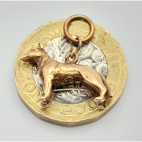 1358 - A VINTAGE 9K YELLOW GOLD DOG CHARM, WEIGHT 2.7G AND 2CM WIDE APPROX