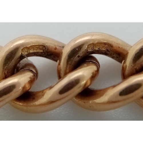 2 - A Vintage 9K Rose Gold Link Bracelet with Heart Clasp. 18cm. 25.76g. Hallmarks on each link.