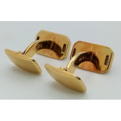 80 - A Stylish Pair of 18K Yellow Gold and Diamond Cufflinks. Well constructed with each cufflink having ... 