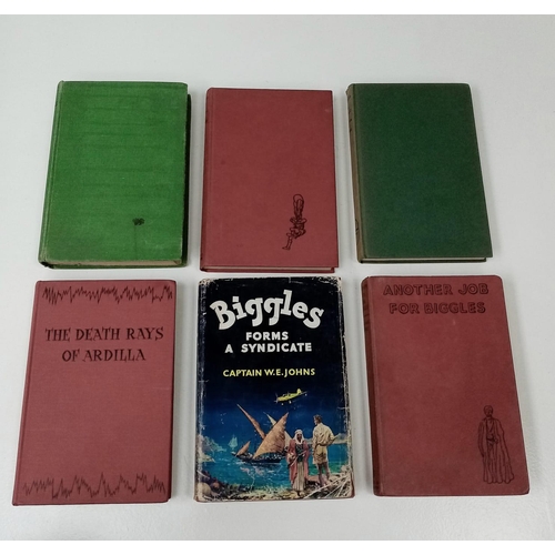 1695 - Six W.E. Johns First Edition Biggles Books. All hardback. Includes the rare Biggles forms a syndicat... 