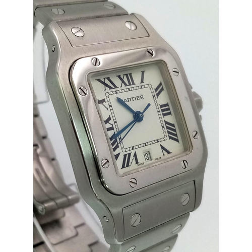 254 - A CARTIER STAINLESS STEEL UNISEX QUARTZ WRIST WATCH .   30mm