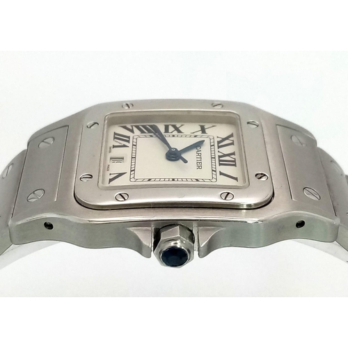 254 - A CARTIER STAINLESS STEEL UNISEX QUARTZ WRIST WATCH .   30mm