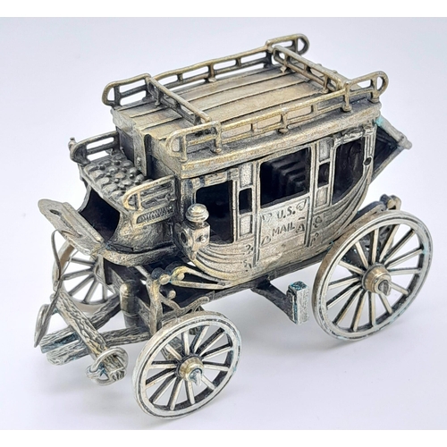 257 - A Vintage 800 Silver US Mail Cart Figure! Beautifully constructed with attention to detail. Turning ... 