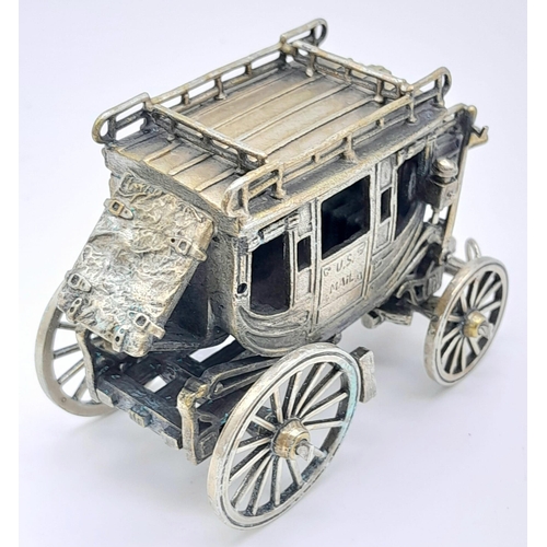 257 - A Vintage 800 Silver US Mail Cart Figure! Beautifully constructed with attention to detail. Turning ... 