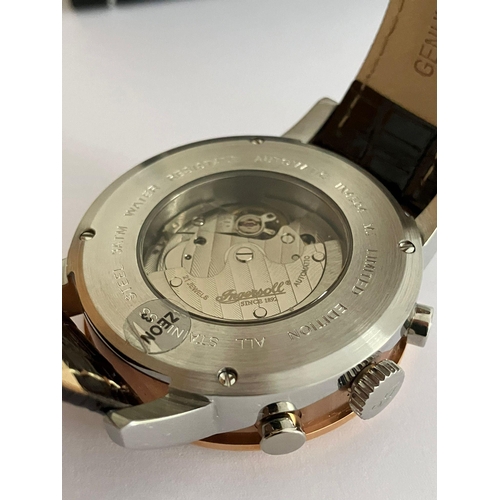 28 - Gentlemans INGERSOLL AUTOMATIC MOONPHASE CHRONOGRAPH IN4504,Multi dial model with skeleton back. Com... 