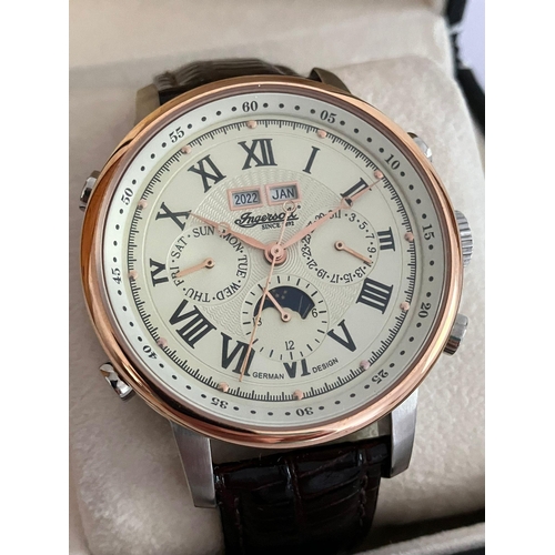 28 - Gentlemans INGERSOLL AUTOMATIC MOONPHASE CHRONOGRAPH IN4504,Multi dial model with skeleton back. Com... 