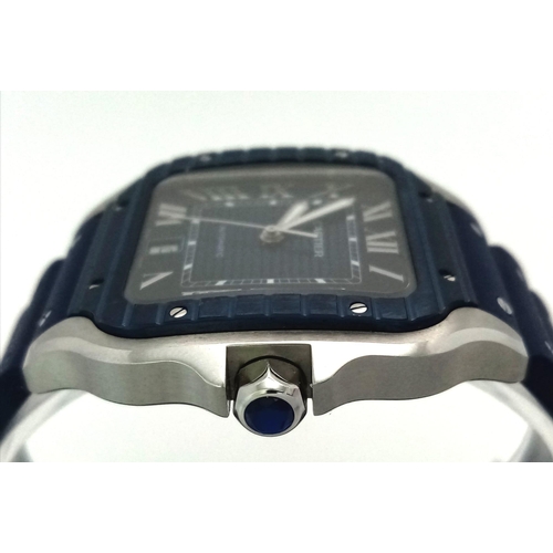 4 - A CARTIER GENTS SACRE BLEU DIVERS WATCH , AUTOMATIC MOVEMENT AND WATER RESISTANT TO 100 METRES, COME... 