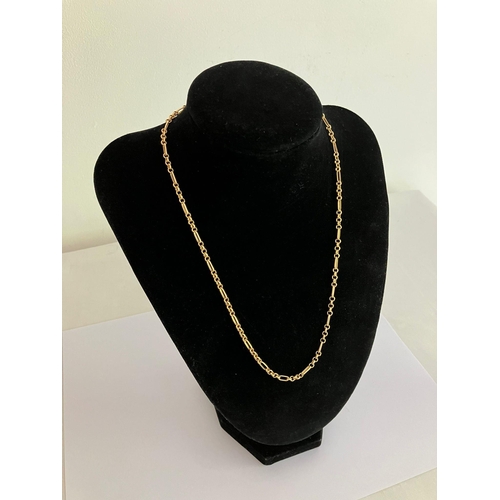 42 - Nice looking 9 carat GOLD BELCHER MIXED LINK NECKLACE. Full UK hallmark. 3.15 grams. 45 cm Approx.