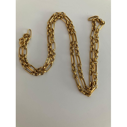 42 - Nice looking 9 carat GOLD BELCHER MIXED LINK NECKLACE. Full UK hallmark. 3.15 grams. 45 cm Approx.