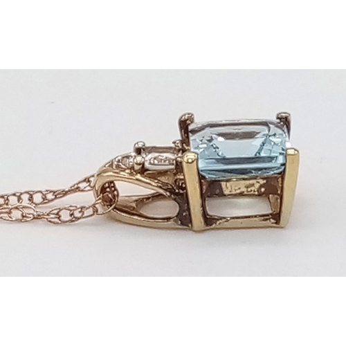 183 - A Vintage 9 Carat Yellow Gold and Topaz Set Lantern Style Pendant Necklace. 46cm Length. Pendant Mea... 