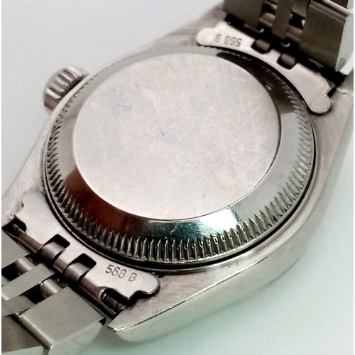 219 - A LADIES ROLEX OYSTER PERPETUAL DATEJUST IN STAINLESS STEEL WITH DIAMOND NUMERALS AND COMPLIMENTARY ... 