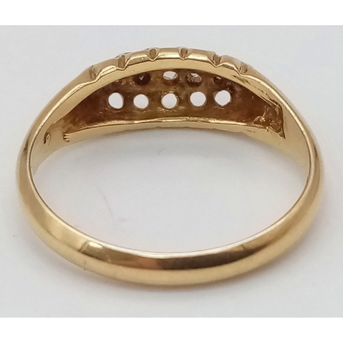 234 - A 18K YELLOW GOLD ANTIQUE DIAMOND RING. FULL HALLMARKED BIRMINGHAM, 1918. TOTAL WEIGHT 3.45G. SIZE N... 