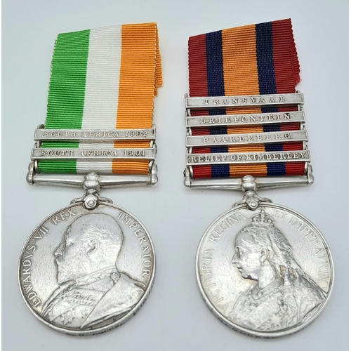 297 - A pair of medals for the South African War to the 12 th Royal Lancers, consisting of the Queen’s Sou... 