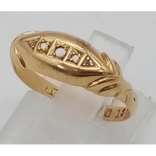 312 - A 18K YELLOW GOLD ANTIQUE RING, MOUNTING READY FOR STONE SETTING OF YOUR CHOICE. FULL HALLMARKED BIR... 