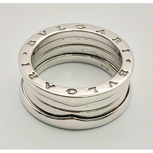 64 - A Bulgari B. Zero 18K White Gold Band Ring. 9.51g weight. Size J/K. Ref: 13948