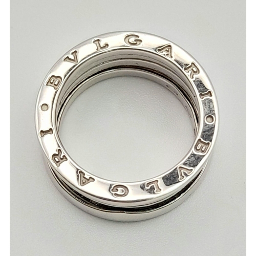 64 - A Bulgari B. Zero 18K White Gold Band Ring. 9.51g weight. Size J/K. Ref: 13948