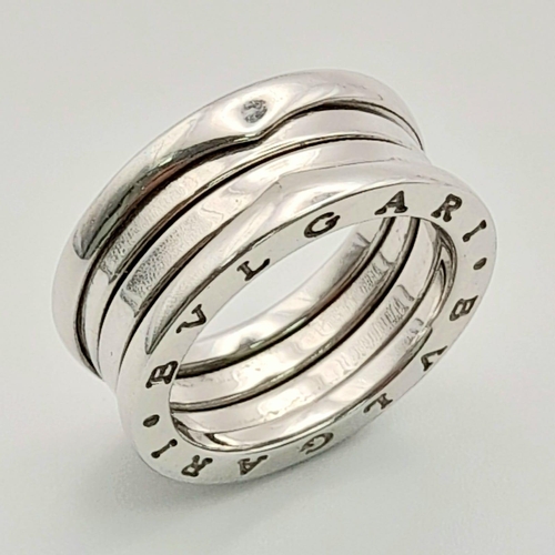 64 - A Bulgari B. Zero 18K White Gold Band Ring. 9.51g weight. Size J/K. Ref: 13948