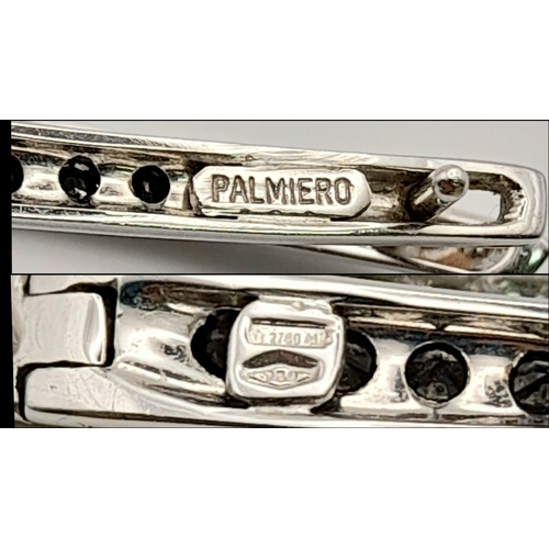 78 - A Pair of Designer Palmiero 18K White Gold, Black and White Diamond Elongated Hoop Earrings. 0.93ct ... 