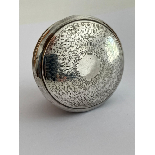 216 - Antique SILVER SNUFF BOX in circular form with clear hallmark for Robert Pringle, Birmingham 1921. H... 