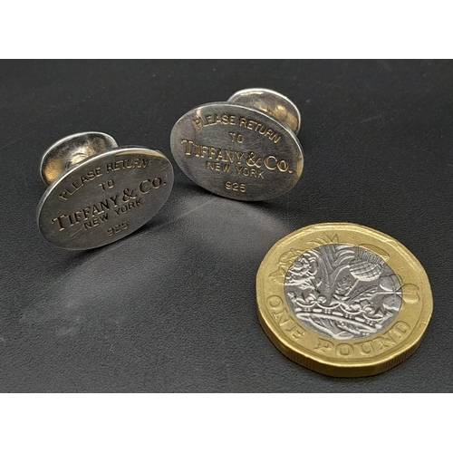 264 - A Pair of Vintage Tiffany and Co. 925 Silver Cufflinks. Ref: 14007