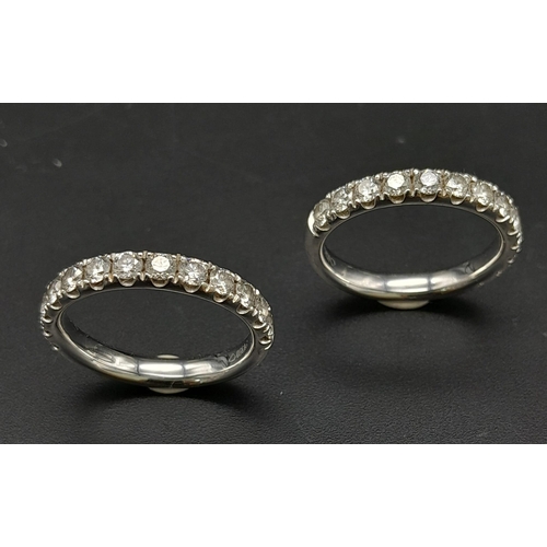 277 - Two 950 Platinum Diamond Half Eternity Rings. Both have quality round cut stones with approx 2.8ctw ... 